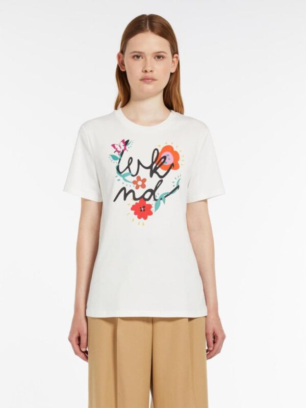 T-shirt Max Mara em algodão com imagem estampada à frente