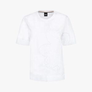 T-shirt Boss em algodão com detalhes perfurados.